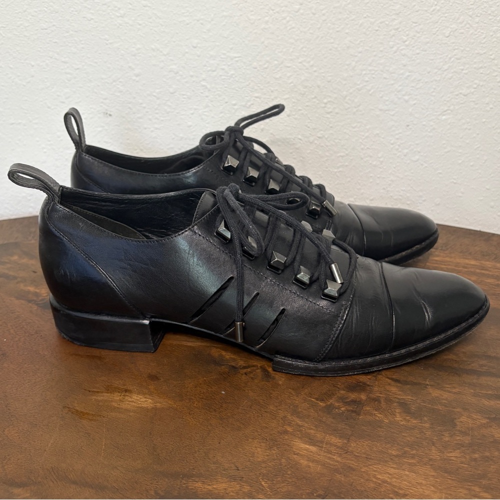 Alexander wang black flat lace up shoes Size 38